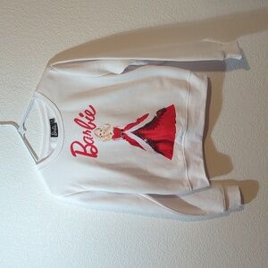 Barbie Sweatshirt with Christmas Barbie Red Dress on White Size M